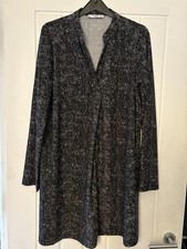 Mango Black and White Patterned Collarless Dress, Size Large