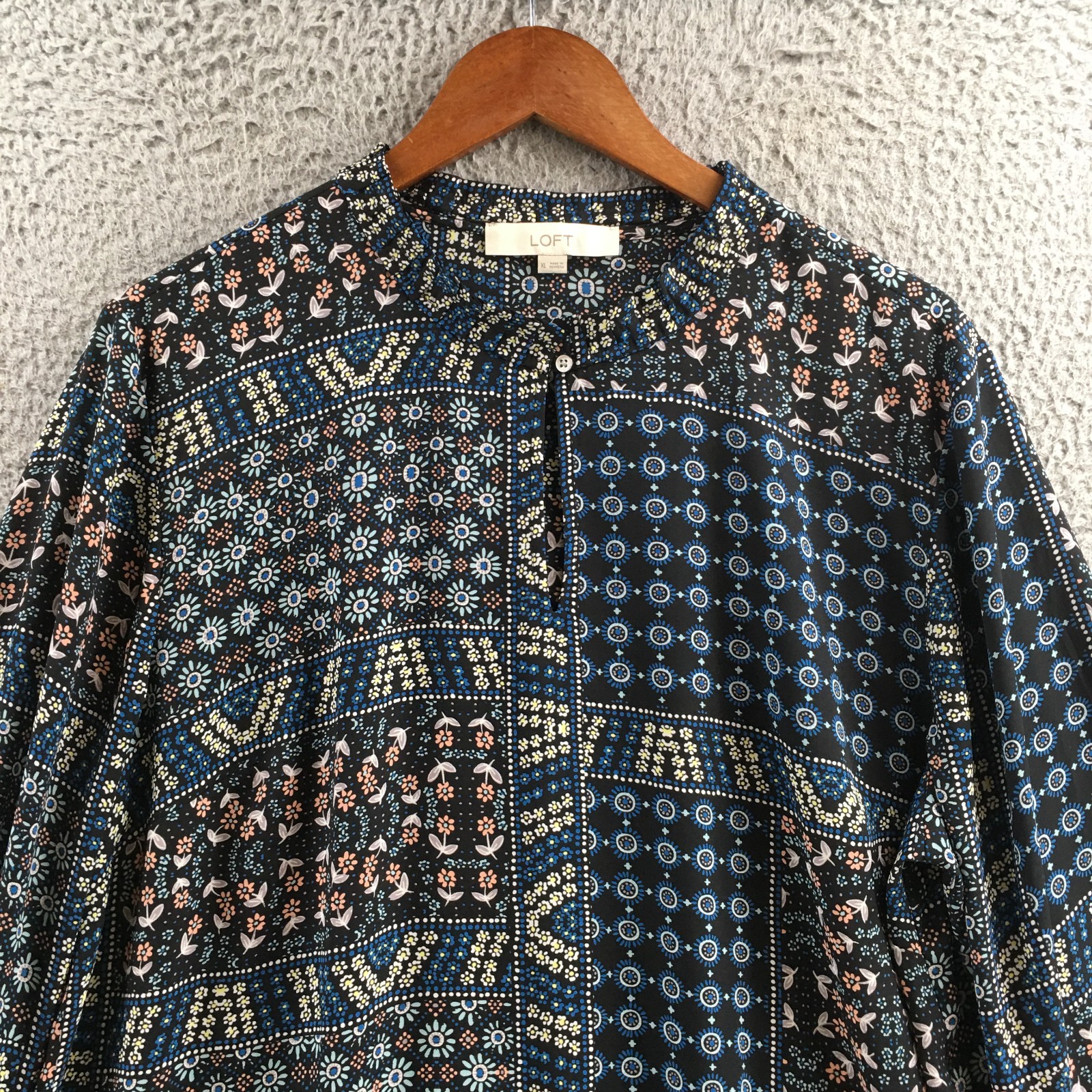 LOFT Boho Patchwork Print Blouse Tunic Top Womens… - image 2
