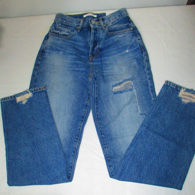 Pac Sun Blue Jeans Dad High Rise Relaxed Straight Leg Button Fly Sz 24