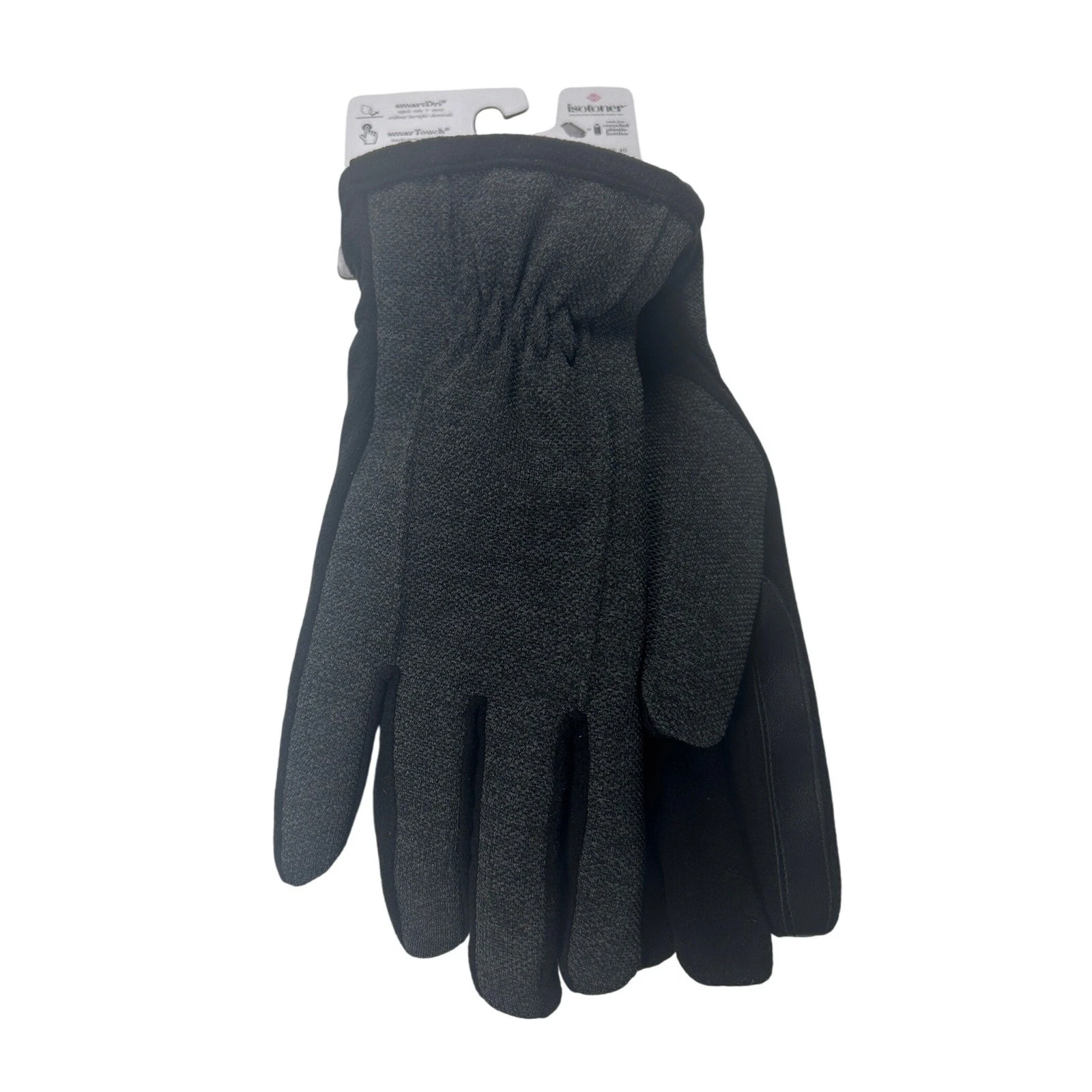 Isotoner Men's Large Black SmartDri Gloves Rain Snow Touchscreen NEW