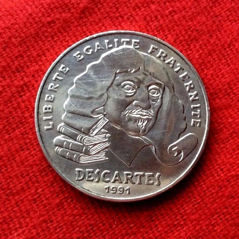 MONNAIE DE 100F DESCARTES 1991 EN ARGENT MASSIF 900% - Photo 1/2