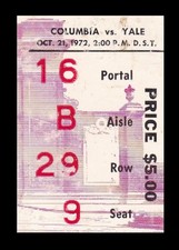 1972 Columbia v Yale Football Ticket 10/21/72 Yale Bowl 27530