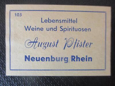 (14213) Reklame / Streichholzetikett Lebensmittel August Pfister, Neuenburg