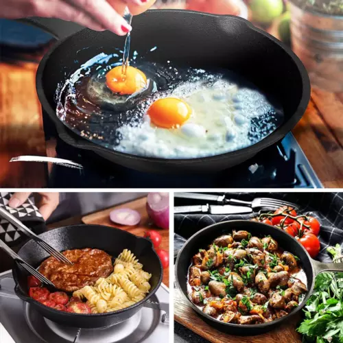 Non Stick Frying Pan 3-Piece Set Cast Iron Steak Skillet Cookware Cook Frypan AU - Picture 8 of 10