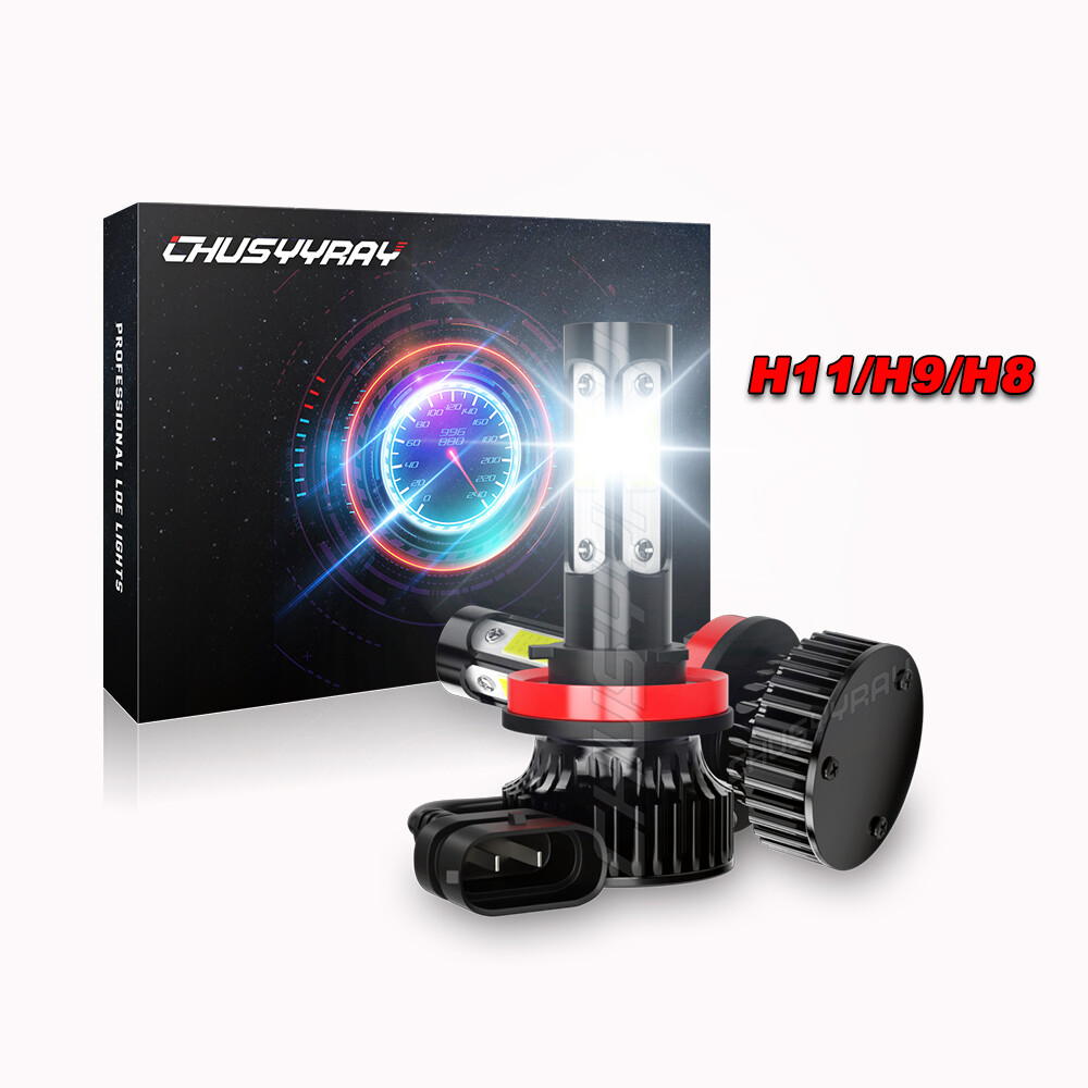 CHUSYYRAY H11 6000K LED Headlight Bulbs – 4-Side 7000 Lumens 2-Pack (White)