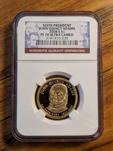 2008-S $1 Proof Presidential Dollar John Quincy Adams NGC PF 70 UC. Lot 24P18