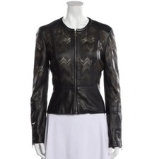 Parker 100% Leather Laser Cut Perforated Black Lightweight Moto Jacket Sz M