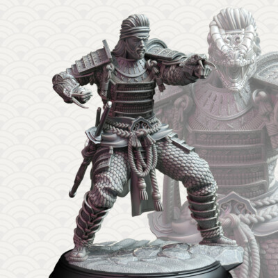 Kazuhira Orochi Human Samurai Fighter Rogue Miniature | D&D DnD