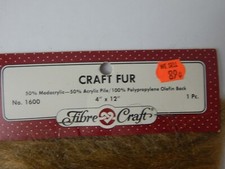 Fibre-Craft  Craft Fur  Brown  4 x 12 Deep Pile Acrylic Fur