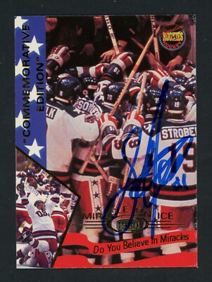 Steve Janasak Miracle On Ice 1980 USA Olympic Gold Hockey Signed Card E27764