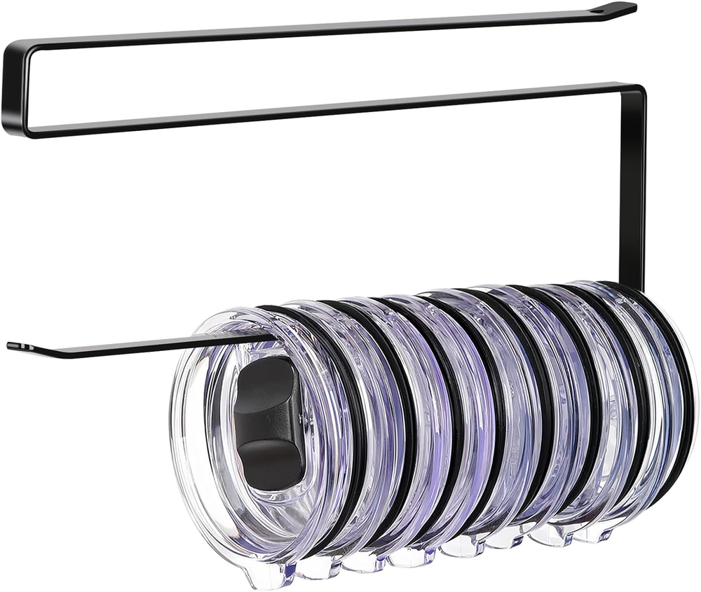 Tumbler Lid Organizer Horizontal Storage Hook Holds 10 Lids Saves Space
