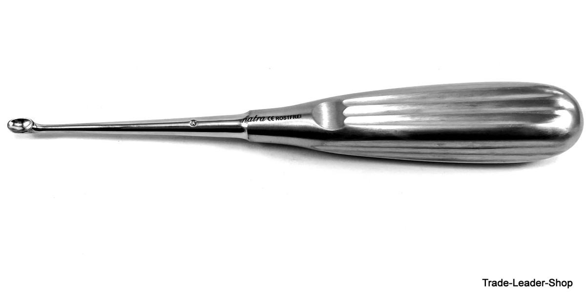 Volkmann Bone Curette - 6x6mm Sharp Spoon - Dental Surgery Instrument - 17cm / 6.4" - NATRA Germany