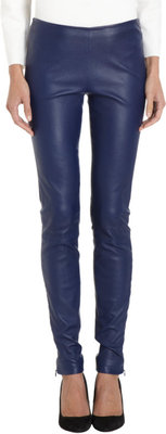 Neu THE ROW Lammleder Notterly Imperial Marineblau Reißverschluss Leggings 4