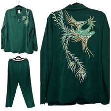 Bob Mackie Leisure Set Wearable Art2-piece Green Embroidered Size XL Vintage