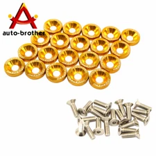 GOLD 20 PC JDM BILLET ALUMINUM FENDER/BUMPER WASHER/BOLT ENGINE BAY DRESS UP KIT