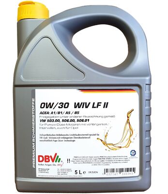 DBV 0W-30 LongLife 2 Motoröl 5 Liter VW 50300 50600 50601 Audi Seat Skoda