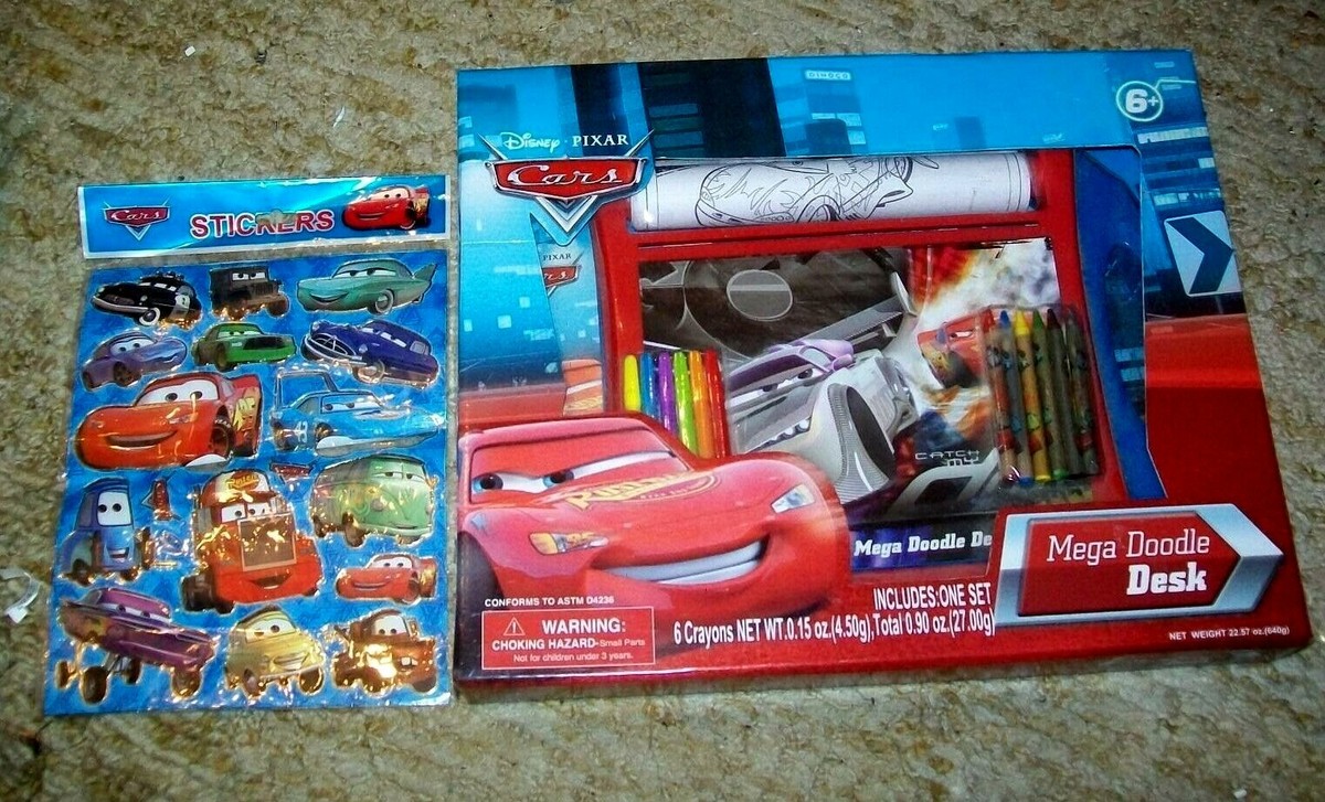 Disney/PIXAR Cars MegaDoodle Desk Set; Bonus Stickers/ New in Box