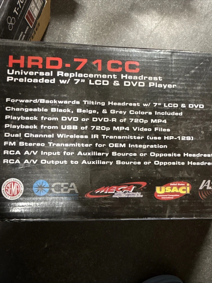 POWER ACOUSTIK HR-71CC 7" CAR HEADREST MONITOR LEADED IN A LEATHER HEAD REST NEW - Image 3 of 4