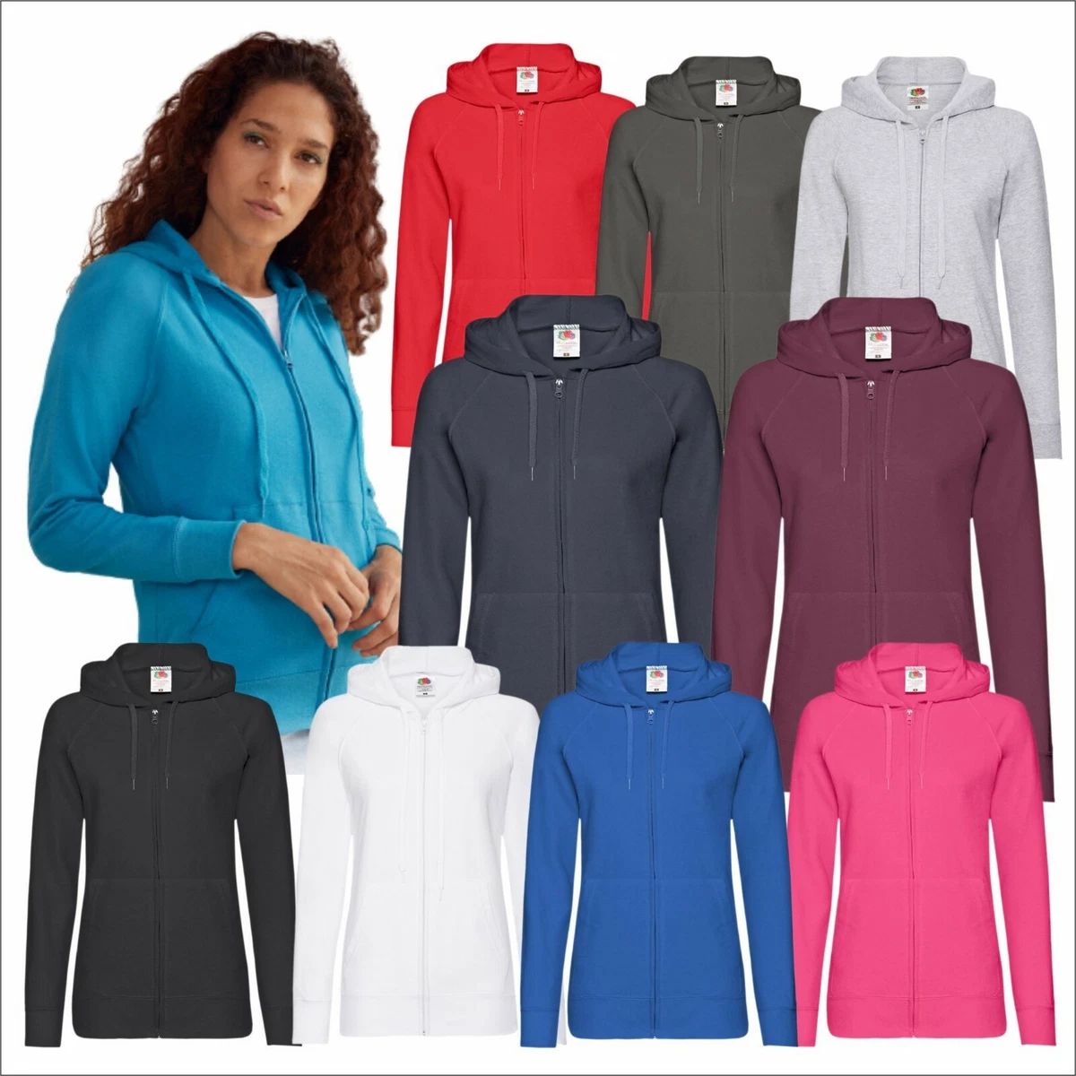 Ladies lightweight zip hoodie cheap