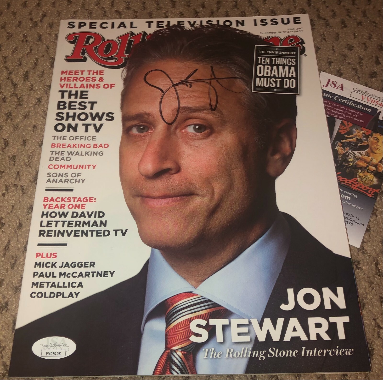 JON STEWART SIGNED ROLLING STONE MAGAZINE JSA COA AUTOGRAPH JOHN THE DAILY SHOW 