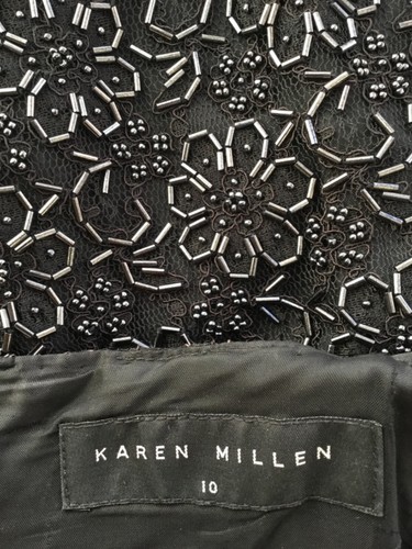 💕KAREN MILLEN - 10 UK - STUNNING VINTAGE BLACK ART DECO BEADED COCKTAIL DRESS. - Picture 7 of 8