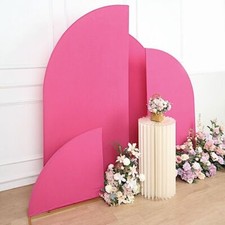 4 Matte FUCHSIA Fitted Spandex Half Moon Wedding Arch Backdrop STAND COVERS