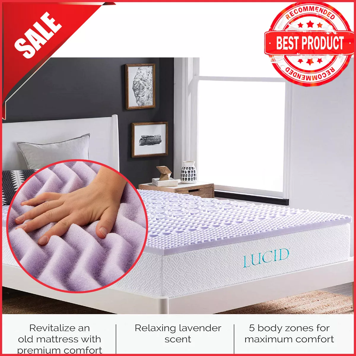 Lucid Lavender Mattress Topper Review - Best Memory Foam Mattress Topper