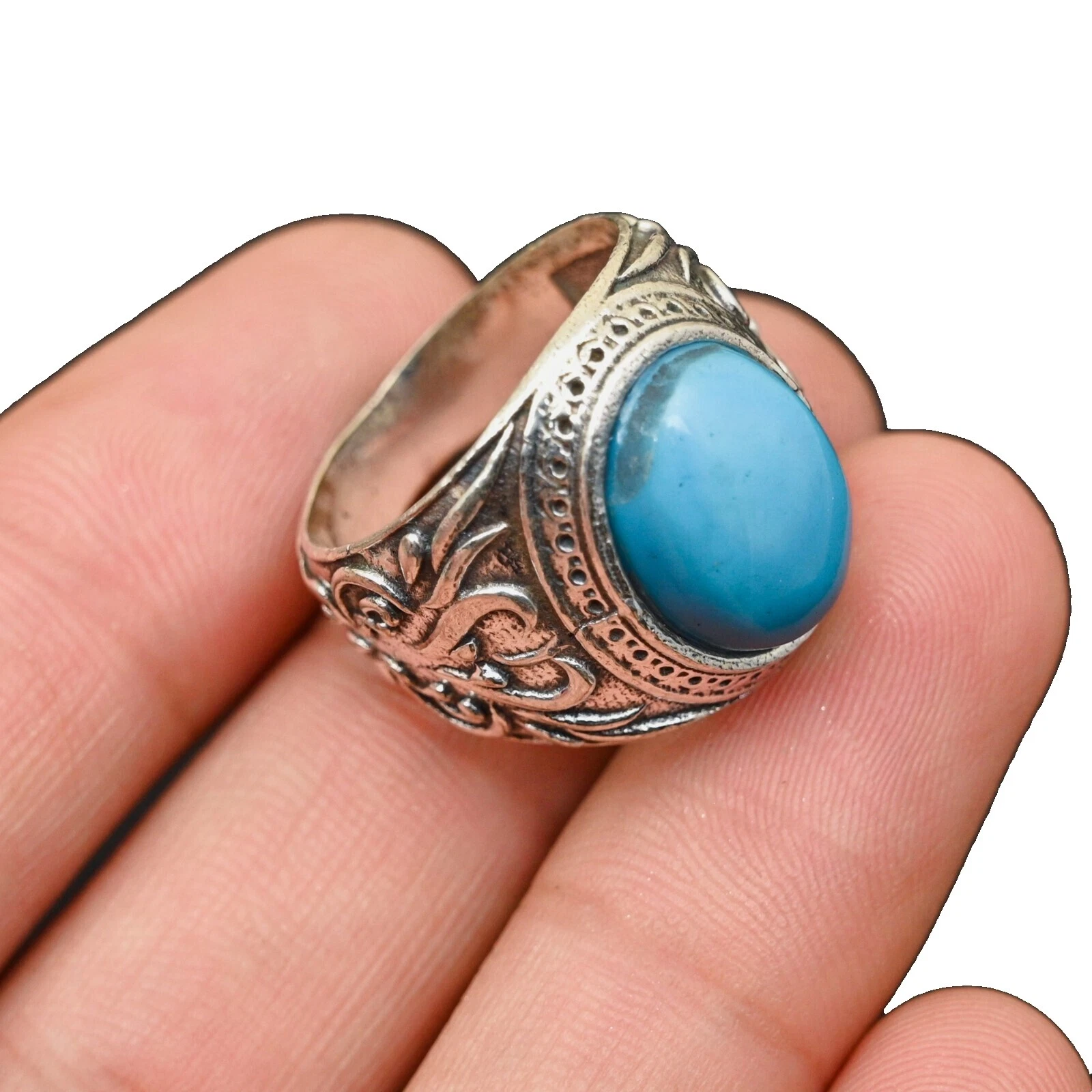 Chalcedony Stone Sterling Silver Rings for Men