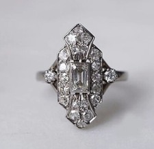 1/2CT White Baguette Cut CZ Antique Style Art Deco Engagement Ring In 925 Silver