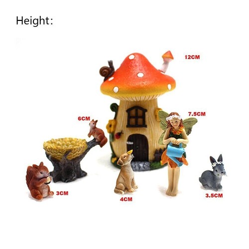 Fairy Garden Accessories Garden Fairy Rabbits and Dog with Mushroom House - Picture 3 of 10