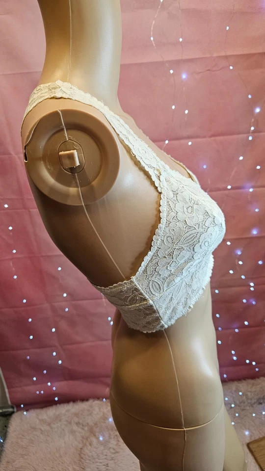 Sujetador Brallete Free People Mujer Marfil Nylon Floral Encaje Inalámbrico Espalda Corredora Talla S Foto 2 de 4