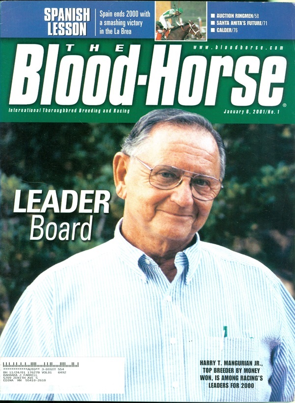 2001 The BloodHorse Magazine 1 Harry Mangurian Jr Top Breeder/Santa