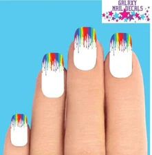 Waterslide Nail Decals Tips - Set of 10 Colorful Rainbow Paint Drip Drippping 