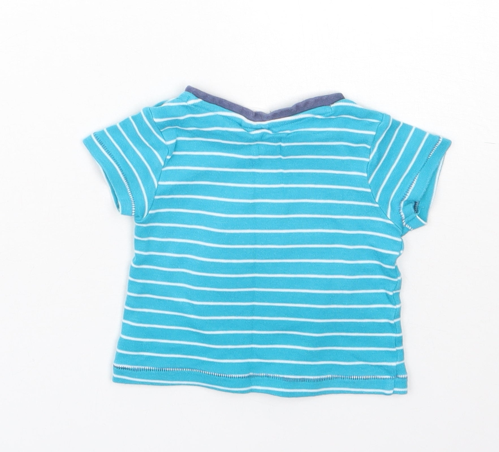 Mini Club Girls Blue Striped Cotton Blend T-Shirt Size 3-6 Months - b image 2