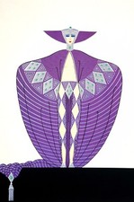 Erte 1987 LA SOMPTUEUSE LAVISH LUXURIOUS PURPLE EVENING GOWN Deco Fashion Print