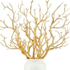 Gold Manzanita Branches 13.8 Inch 10 Pieces Artificial Tree Twigs Decor