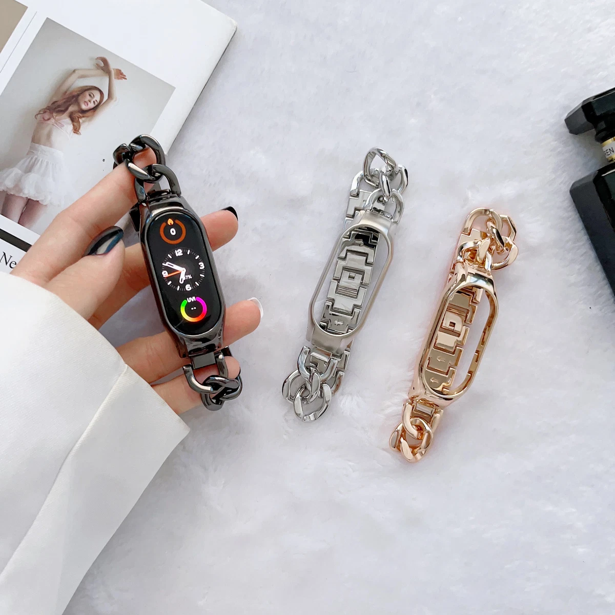 Cowboy Chain Metal Strap For Xiaomi Mi Band 7 Wrist Strap Watch Band Bracelet