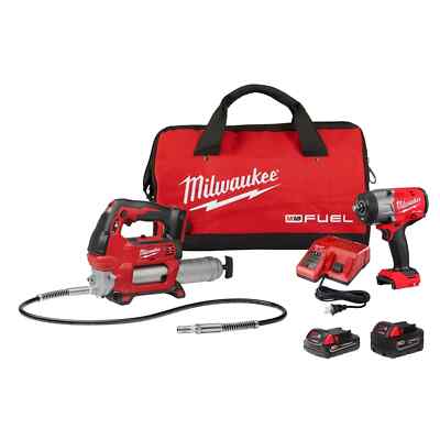 Milwaukee 2967-22GG M18 FUEL 1/2'' HTIW w/ Friction Ring & Grease Gun Combo Kit