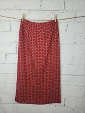 Talbots Red Floral Midi Length A-Line Skirt size 4 Flat Front Zipper Rayon Slit