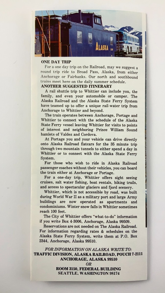 Alaska Railroad Scenic Streamliner Aurora Train Brochure