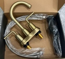Brushed Gold Bathroom Faucet 2 Handle 4 Inches Centerset TRUSTMI 12-110BG
