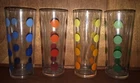 Vintage 1960’s MCM Anchor Hocking Rainbow Polka Dot Glass Tumbler Set Of 4