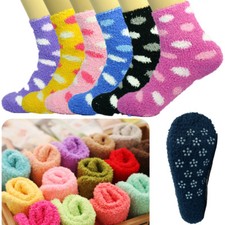10 Pairs For Womens Winter Home Non-Skid Cozy Fuzzy Soft Dots Slipper Socks 9-11