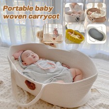 Portable Baby Carry Basket Cradle Crib Bed Newborn Cotton Woven Rope Cot Carrier