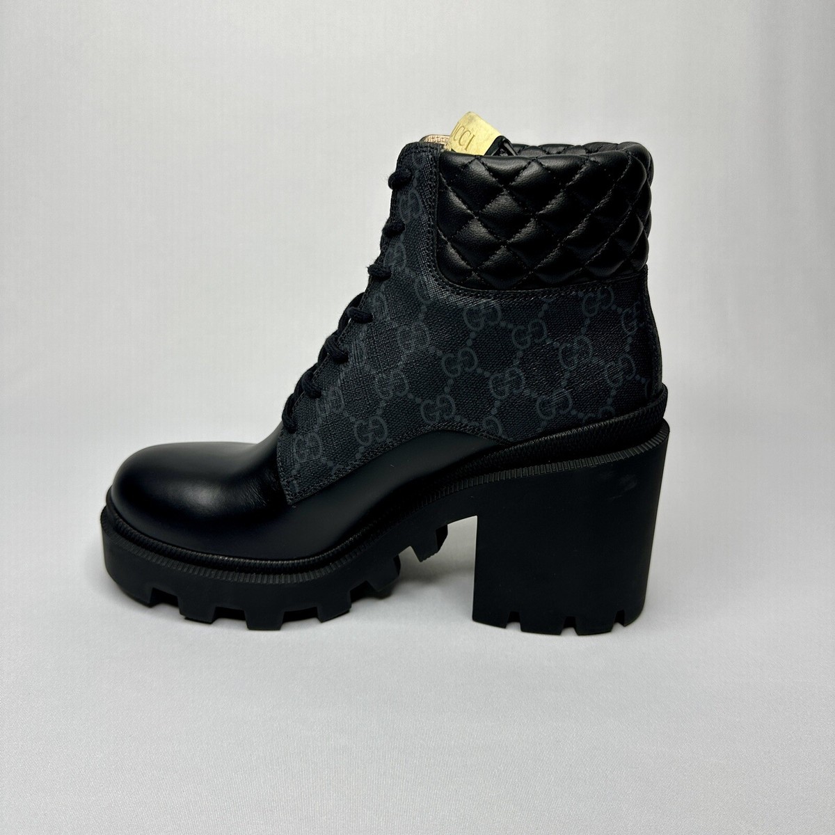 NEW Gucci Women's Black Leather Boots Platform Size 39 | eBay