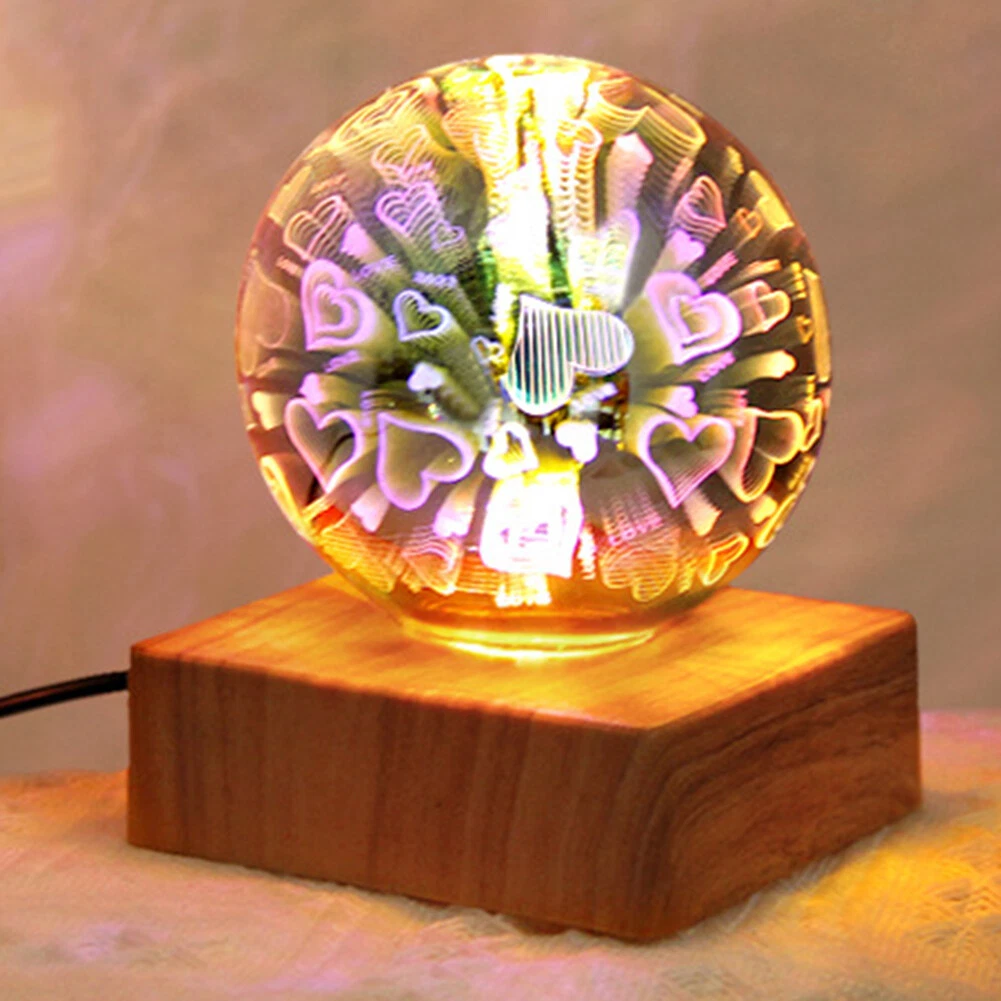 LED Fireworks Night Light Lighting Ornaments 3D Crystal Ball Desk