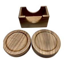 Black Walnut Wood Flat Style For drink With Holder Set Of 6 Pieces