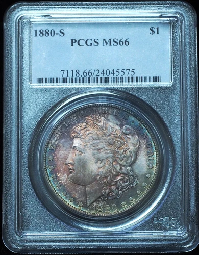 1880-S Morgan Dollar MS66 PCGS - Gem w/ Iridescent Toning!