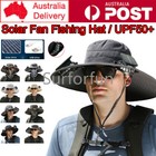 Wide Brim Solar Fan Fishing Hat Mens Sun Hat with 2 Fan USB Charging Outdoor