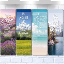 4 Pcs Church Banners with Scripture for Sanctuary Wall Worship Hanging Sign